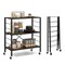 3-tier Foldable Shelving Unit With Detachable Wheels And Adjustable Shelves-Black